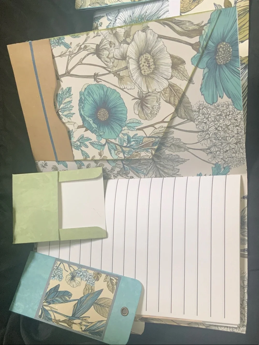 Floral Blue & Cream Stationery Set - Home Office Notebook Pack